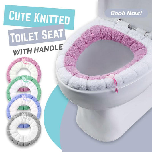 🧶 BUY 1 GET 1 FREE! ✨ Cozy Knitted Toilet Seat Cover with Hygienic Lift Handle – Soft Warm Bathroom Cushion, Breathable Stretch Fit, Easy Install & Washable