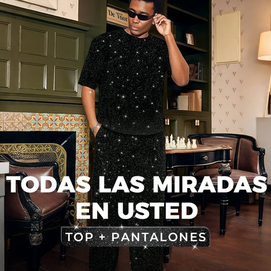 Conjunto de 2 piezas de camiseta de manga corta y pantalón ancho para hombre - COMPRA 2 ENVÍO GRATIS