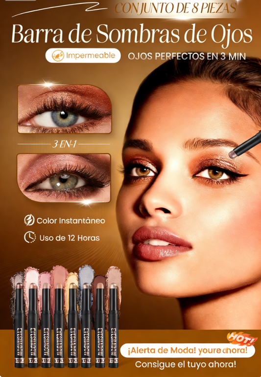 🌈💖 Palo de Sombra de Ojos con Purpurina de 8 Colores – Resistente al Agua, Larga Duración y Multiusos para un Maquillaje Brillante y Creativo ✨👁️