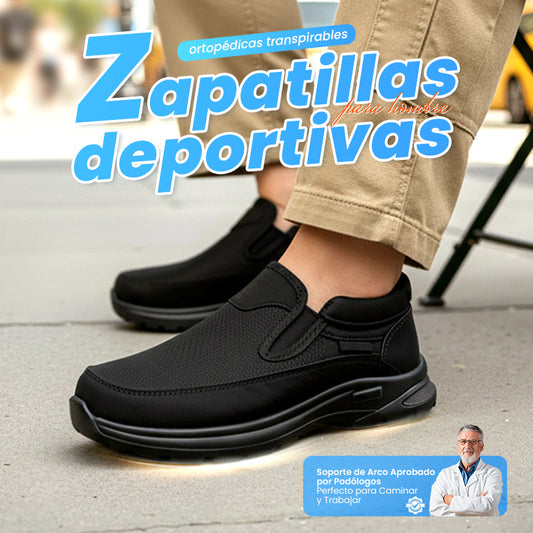 👟 Zapatillas Slip-On Ortopédicas Transpirables para Hombres - Soporte Arqueado con Plantillas de Espuma con Memoria para Comodidad Diaria 🏃‍♂️💨