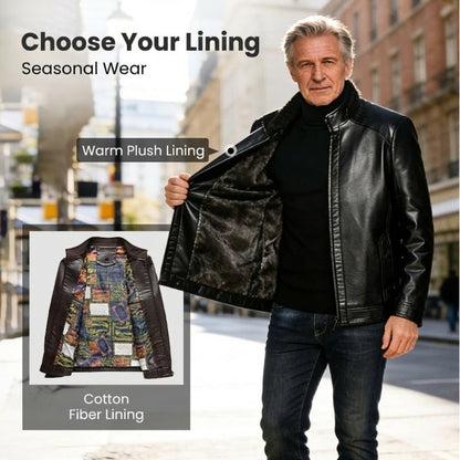 ❄️ 2026 Luxe Warmth | Chaqueta de cuero con forro de felpa para hombre | Estilo listo para el invierno 🔥【NUEVO】
