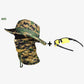 Sombrero de pesca de camuflaje 2 en 1 y envoltura de cuello de máscara