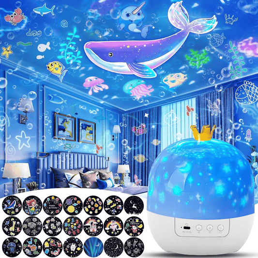 ⭐Proyector de luz nocturna para niños, 15 juegos de películas🔋Carga tipo C