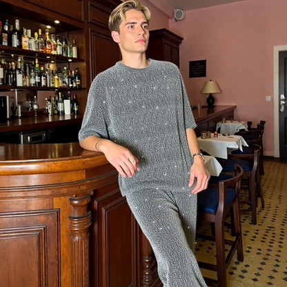 Conjunto de 2 piezas de camiseta de manga corta y pantalón ancho para hombre - COMPRA 2 ENVÍO GRATIS