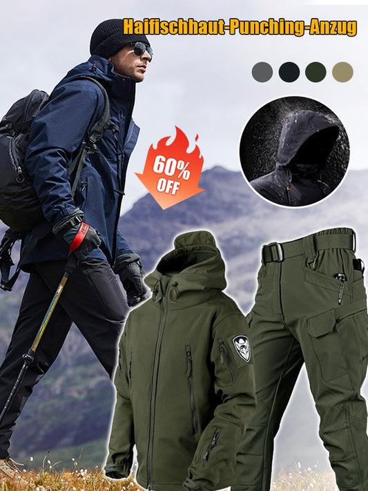 Conjunto de chaqueta y pantalones softshell táctico • Impermeable • Antiviento • Aislante • Ideal para uso invernal y de terreno