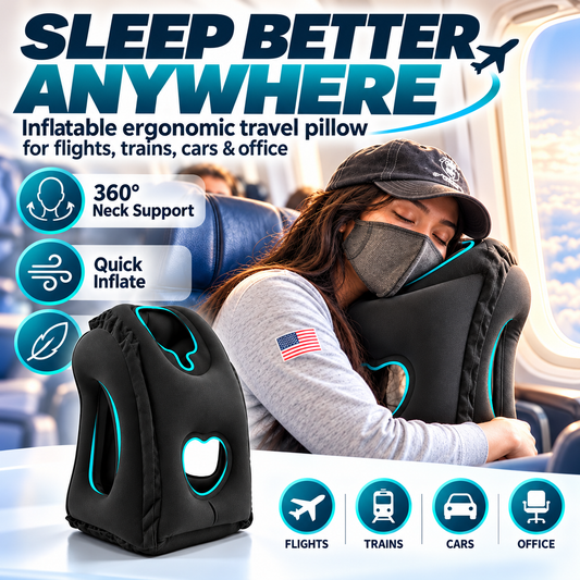 📢📢50% OFF! ✈️ Inflatable Travel Pillow – Ergonomic Hollow Design For Comfortable Sleep On Flights & Road Trips