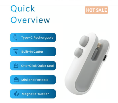 Máquina de Sellado Mini para Hogar: Sellador Manual, Portátil y de Sellado Térmico para Bolsas de Plástico de Snacks