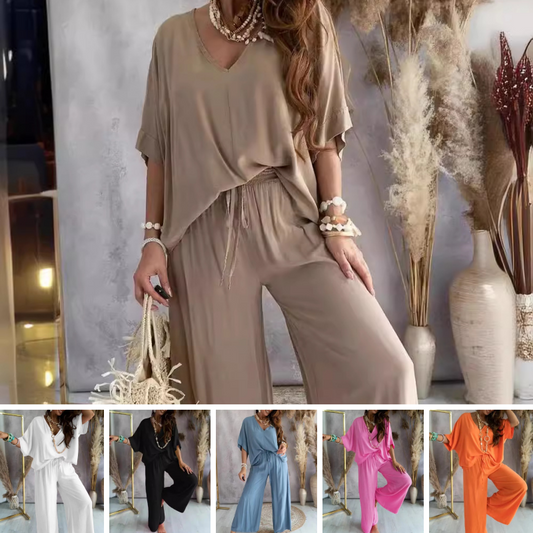 🔥Traje Casual Holgado de Color Sólido para Mujer