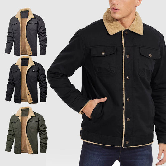 Chaqueta de Piel Blanda para Invierno con Estilo Western Retro para Hombres