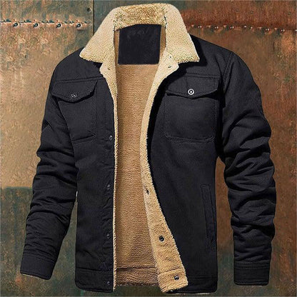 Chaqueta de Piel Blanda para Invierno con Estilo Western Retro para Hombres