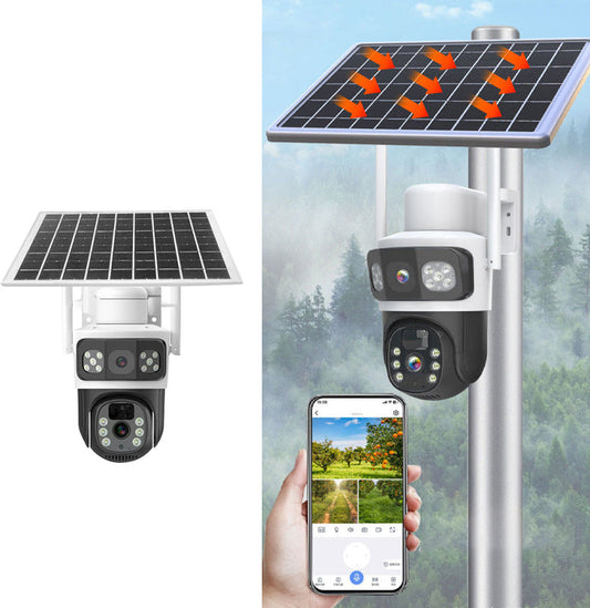 Oferta por tiempo limitado a mitad de precio: cámara de seguridad solar inalámbrica para exteriores con doble lente