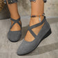 🌹Elegantes zapatos de cuña baja con correa elástica de color sólid