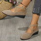 🌹Elegantes zapatos de cuña baja con correa elástica de color sólid