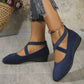 🌹Elegantes zapatos de cuña baja con correa elástica de color sólid