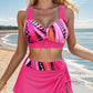 💛Venta de verano - 50% de descuento💛Bikini mujer push-up de tres piezas con estampado