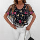 🌸Top de patchwork de malla estampada para mujer