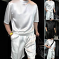 Conjunto casual de dos piezas de top y pantalones cortos lisos para hombre