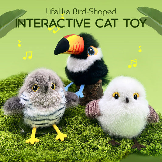 Juguete interactivo para gatos con forma de pájaro realist