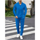 Elegante conjunto de dos piezas para hombre con top con cuello y pantalones con cordón