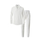 Elegante conjunto de dos piezas para hombre con top con cuello y pantalones con cordón