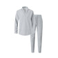 Elegante conjunto de dos piezas para hombre con top con cuello y pantalones con cordón