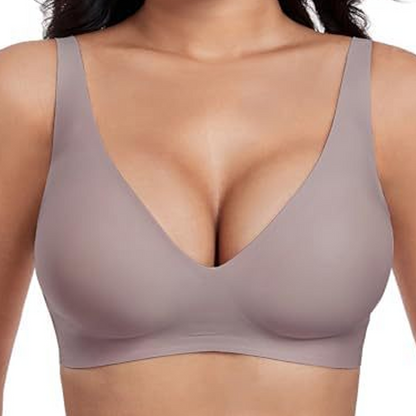 Brasier Sin Aros Push-up con Escote Profundo en V y Diseño Invisible