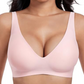 Brasier Sin Aros Push-up con Escote Profundo en V y Diseño Invisible