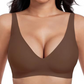 Brasier Sin Aros Push-up con Escote Profundo en V y Diseño Invisible