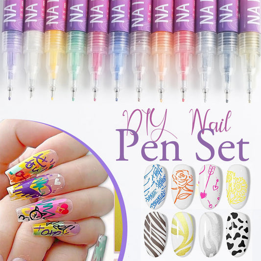 🎨Set de Plumas para Arte de Uñas de 12 Colores