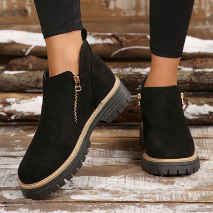 Botines de mujer con puntera redonda y cremallera latera