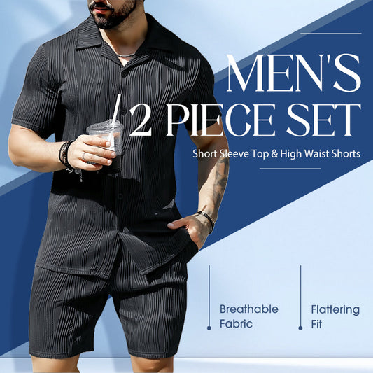 Conjunto de 2 piezas: Camiseta de manga corta y pantalones cortos de talle alto para hombres