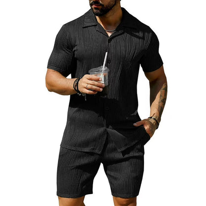 Conjunto de 2 piezas: Camiseta de manga corta y pantalones cortos de talle alto para hombres