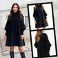 Vestido Plisado para Mujer con Mangas de Linterna Elegantes