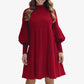 Vestido Plisado para Mujer con Mangas de Linterna Elegantes