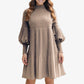 Vestido Plisado para Mujer con Mangas de Linterna Elegantes