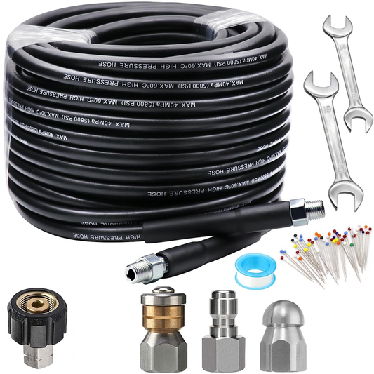 💦 ¡69% DE DESCUENTO! 🚿 Kit de Limpieza para Alcantarillado 5800 PSI - Boquilla Rotativa y Manguera Reforzada para Desatascar Tuberías 🛠️✨ - Envío gratuito