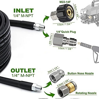 💦 ¡69% DE DESCUENTO! 🚿 Kit de Limpieza para Alcantarillado 5800 PSI - Boquilla Rotativa y Manguera Reforzada para Desatascar Tuberías 🛠️✨ - Envío gratuito
