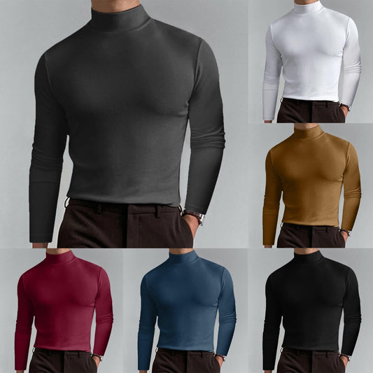 Camiseta de manga larga para hombre con cuello alto y corte ajustado - COMPRA 2 ENVÍO GRATIS