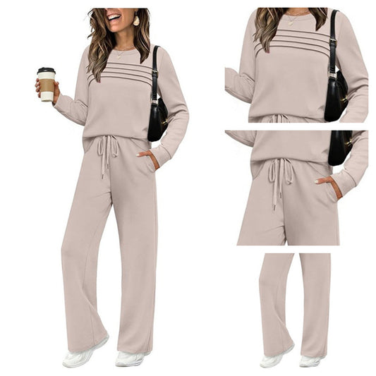 Conjunto de Top de Cuello Redondo y Pantalones con Cordón para Mujer - COMPRA 2 ENVÍO GRATIS