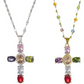 💜Súper rebaja – 50% de descuento 💜Collares con colgante de cruz de pedrería de colores
