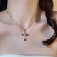 💜Súper rebaja – 50% de descuento 💜Collares con colgante de cruz de pedrería de colores
