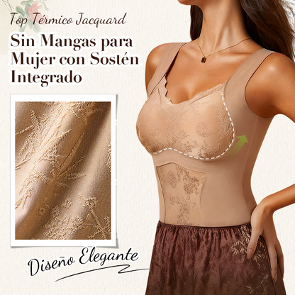 Top térmico sin mangas de jacquard para mujer con sujetador integrado