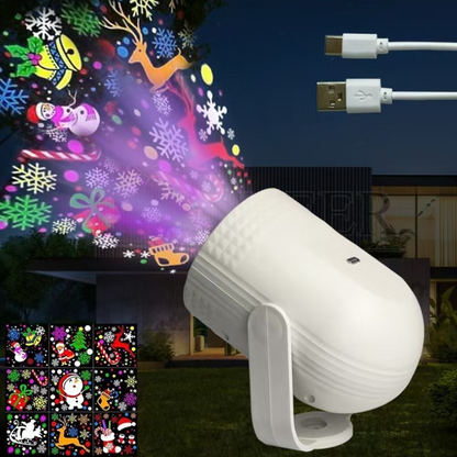 Luz de proyección LED USB con patrón navideño