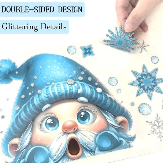 Set de 9 PCS de pegatinas brillantes con temática navideña