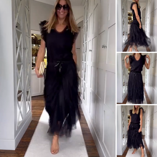 Elegante falda larga con volantes irregulares para mujer - Compra 2 Envío Gratis