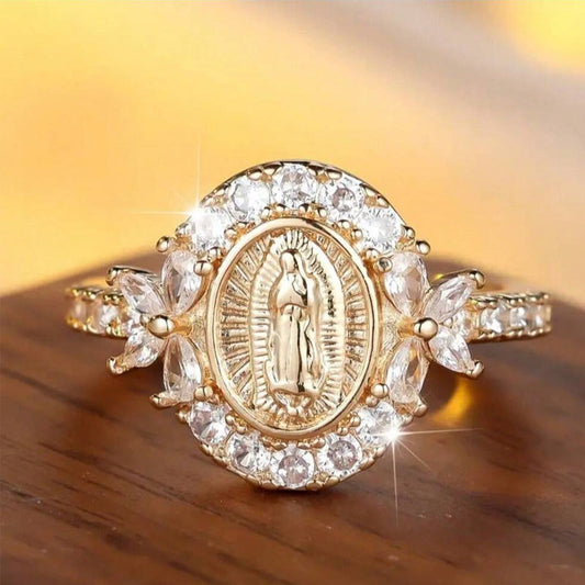 ✨🔥 Elegante Anillo con Emblema de la Virgen María 💍