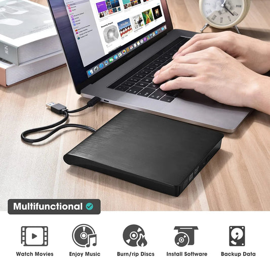 📢📢¡50% de descuento! 💿💻 Lector de CD/DVD Externo – Plug & Play, Portátil y Compatible con Mac/Windows