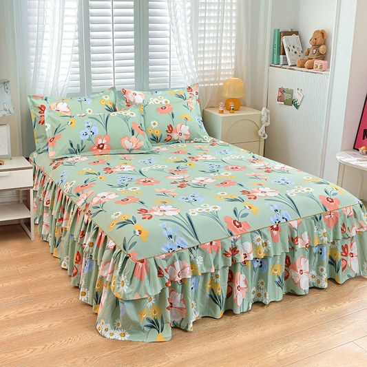 🌼Juego de 3 Piezas de Falda de Cama con Volantes 🛏️