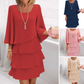 💃✨ Vestido de Mujer con Volantes Escalonados y Mangas Acampanadas – Estilo y Elegancia para Cada Ocasión 🌸👗