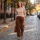 Pantalón de pana informal de corte holgado para mujer